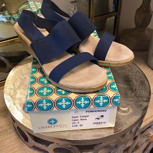 Charleston Shoe Co Cooper Navy elastic sandal 9/40